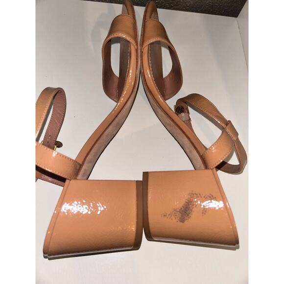 Tory Burch Laurel Preppy Academia Old Money Ankle Strap Tan Strappy Block Heels - Picture 5 of 9